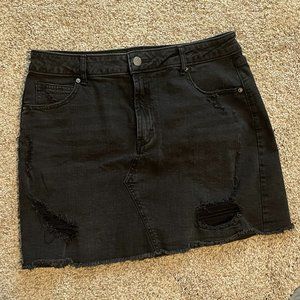 Black Denim Mini Skirt